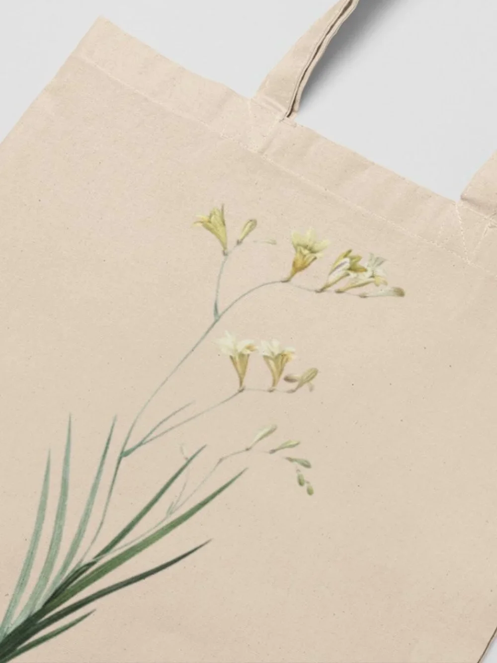 Freesia Vintage Floral Print Graphic Canvas Tote Bag